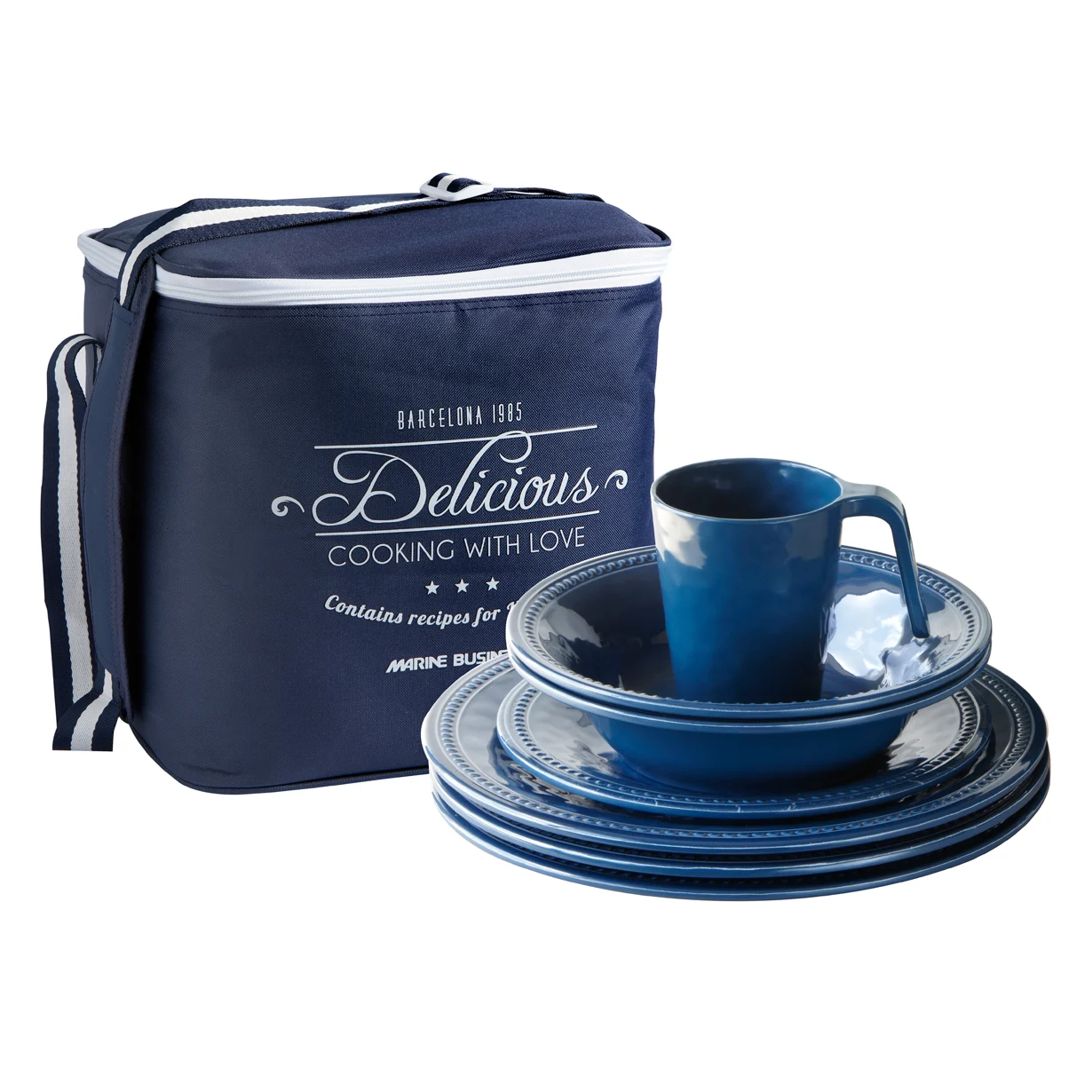 Pack Vajilla Melamina Harmony Blue, 4 Servicios – 16