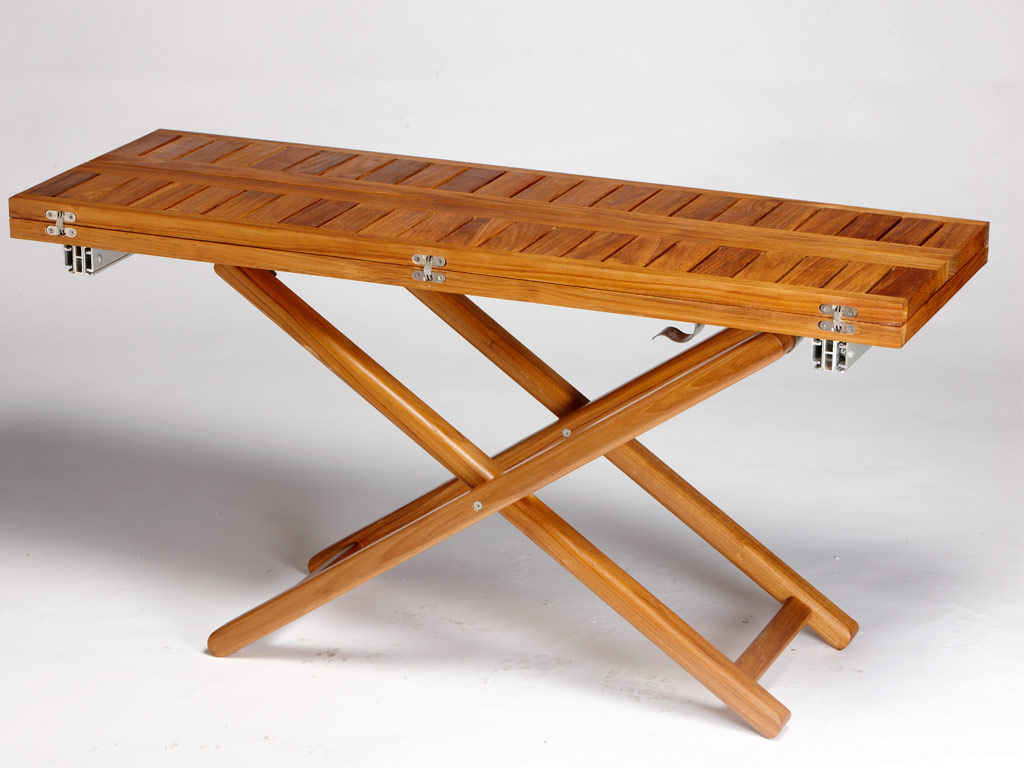 Mesa Teca Rectangular Plegable Con Alas 120×40 120×80 C - Imagen 3